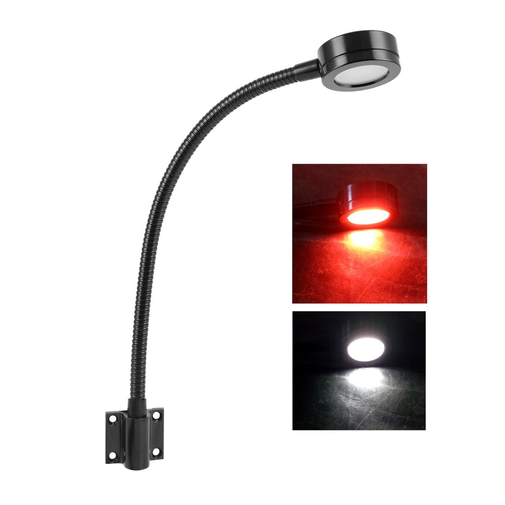 BiNFU Marine Led White/Red Light, 20 inch gooseneck arm, dimmable Lamps, Flexible Reading Chart Light for Boat, Rv, Caravan (110V)