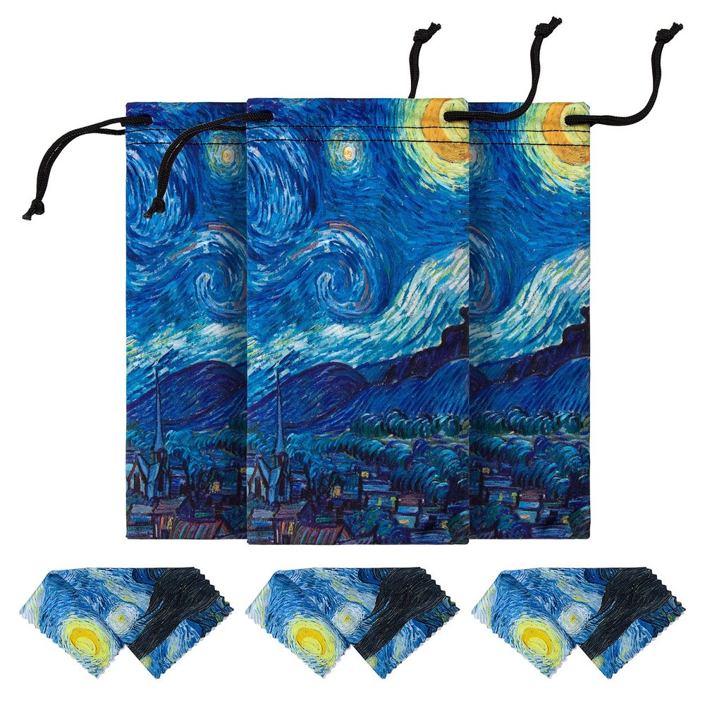 3 Pcs Microfiber Case Pouch Bag Glasses Sunglasses Case with 3 Pcs Matching Cleaning Cloth