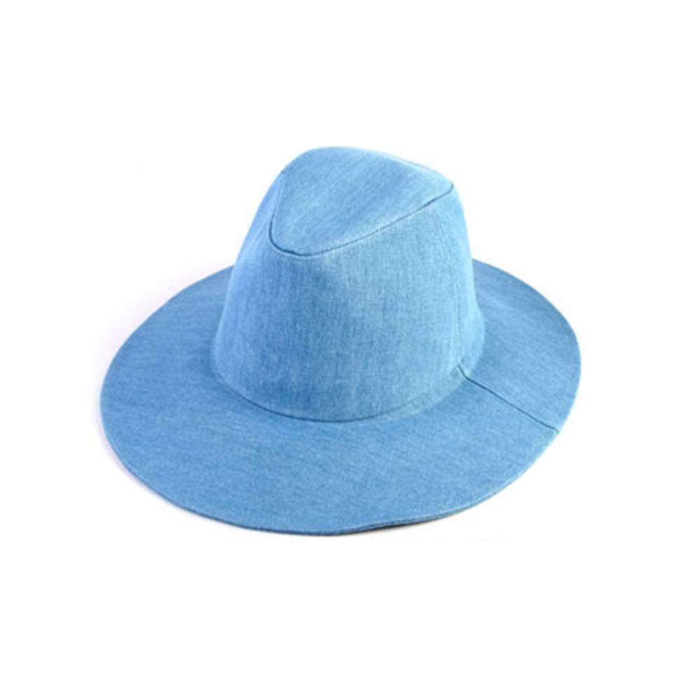 WITHMOONS Fedora Hat Classic Roll Up Adjustable Style Hat MABA0465 (Blue)
