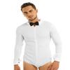 Moily Men's Long Sleeve Zipper Latin Ballroom Modern Dance Shirt Bowtie Romper Bodysuit White Large view 3