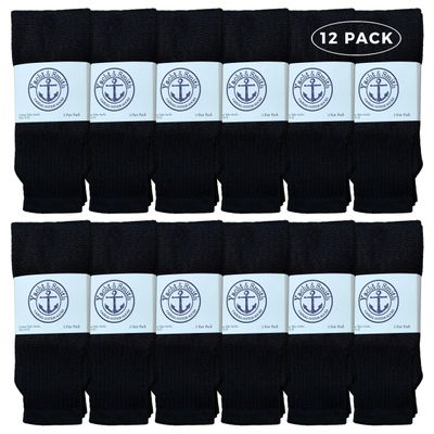 12 Pack of Yacht & Smith Wholesale Women's Tube Socks, Women's Cotton Referee Sport Socks Size 9-11 (Black, 12)