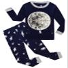 KikizYe Little Boys Glow in the Dark Moon Space Long Sleeve Pajamas 100% Cotton Sleepwear Toddler Size 3T view 1