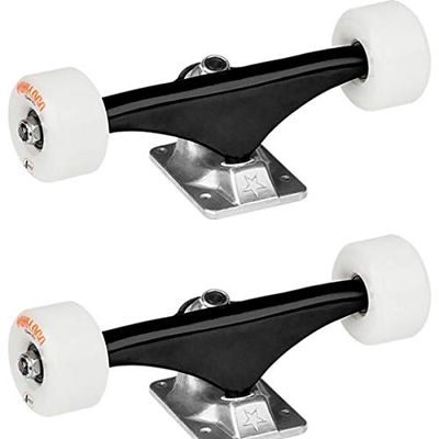Mini Logo Black Raw Trucks with 53mm White 90a A-Cut Wheels Combo - 4.57" Hanger 7.13" Axle (Set of 2)