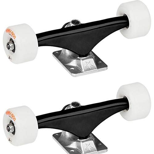 Mini Logo Black Raw Trucks with 53mm White 90a A-Cut Wheels Combo - 4.57" Hanger 7.13" Axle (Set of 2)