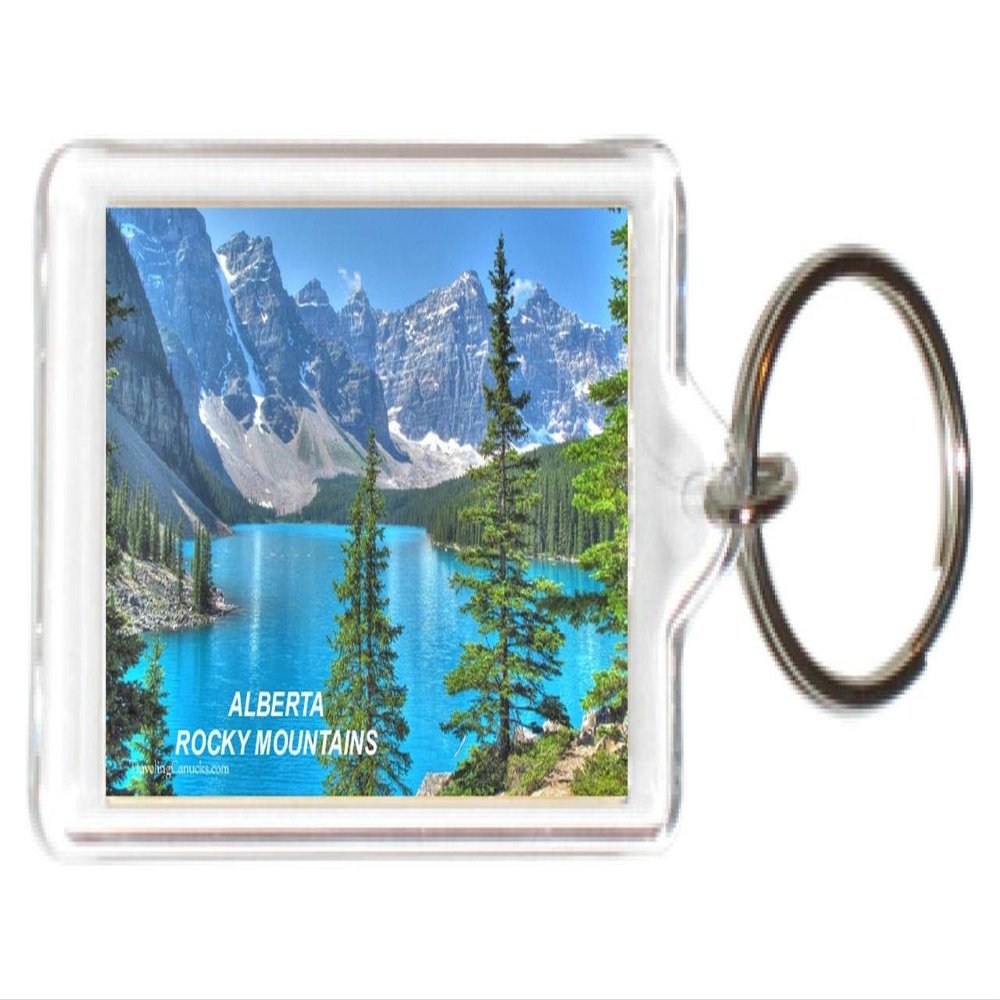 Canada Canadian Alberta Acrylic KeyChains KeyRings Holders (1 Piece, Style: Rocky Mountains #E7)