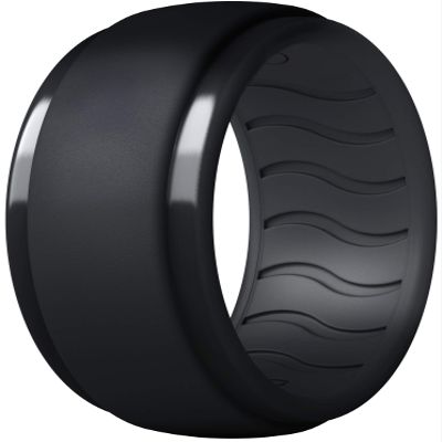 Dookeh Breathable Silicone Wedding Rings for Men - Skin Safe Mens Rubber Wedding Bands - Improved Design for Crossfit Workout Swimming Firefighters Military (Black, Size 13)