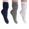 AWS/American Made Slouchy Scrunch Cotton Slouch Socks for Women Shoe Size 5 to 10 (Navy-Gray-White) view 1