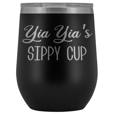HollyWood & Twine YIA Yia's Sippy Cup YIA YIA Wine Tumbler Gifts for YIA Yias Funny Stemless Stainless Steel Insulated Tumblers Hot Cold BPA Free 12oz Travel Cup