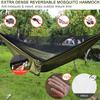 FIRINER Camping Hammock with Rain Fly Tarp and Mosquito Net Tent Tree Straps, Portable Single Double Nylon Parachute Hammock Rainfly Set for Backpacking Hiking Travel Yard Outdoor Activities Green view 2