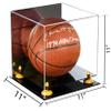 Better Display Cases Basketball Holder Clear Full Size Acrylic Display Case with Yellow Risers ,Black Two Tiered Base ,Mirror Back 11" L x 11" W x 11" H (A001-YR) view 2