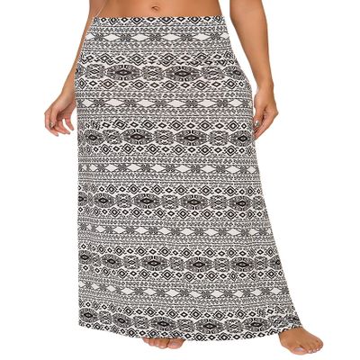 Urban CoCo Women's Stylish Spandex Comfy Fold-Over Flare Long Maxi Skirt (L, 8)