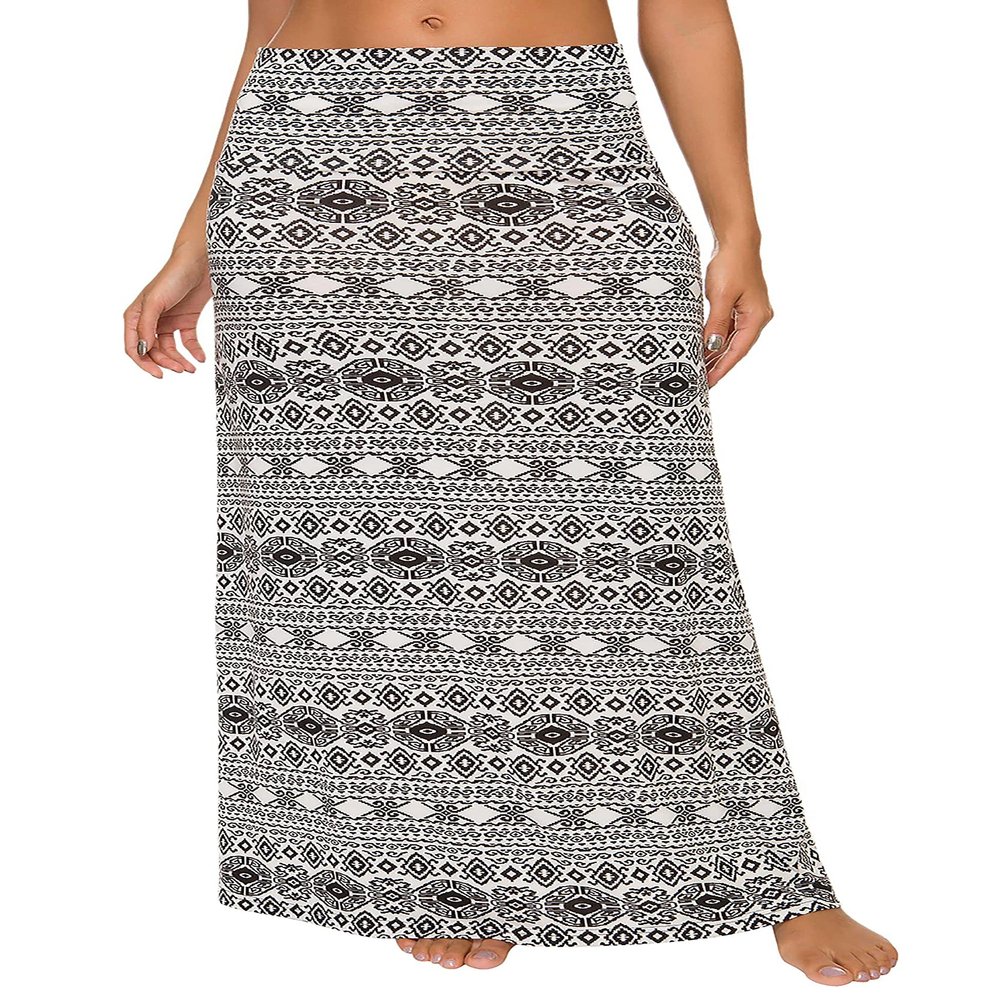 Urban CoCo Women's Stylish Spandex Comfy Fold-Over Flare Long Maxi Skirt (L, 8)