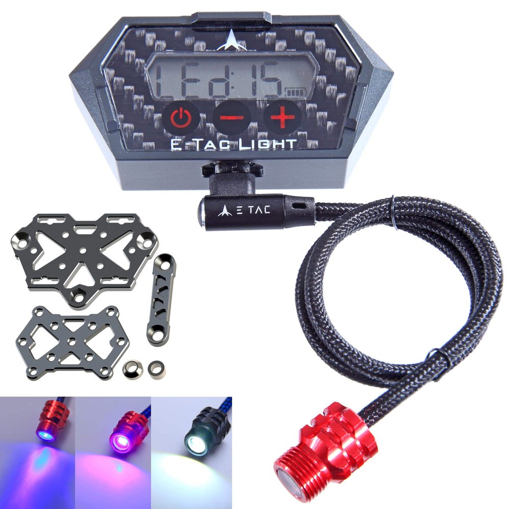 E-Tac Light Compound Bow Sight Light 15 Level Rechargeable Li-ion BT Sensor Auto On/Off NO ADAPTERS (Blue + Purple)