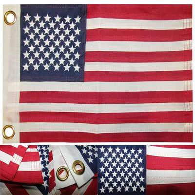 MWS 12x18 USA America 50 Star 12"x18" 600D Nylon Embroidered Flag 2 Clips