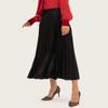 Itemnew Women's Stylish Metallic Color Shiny High Waist Pleated Swing Long Skirt (Medium, Black) view 2