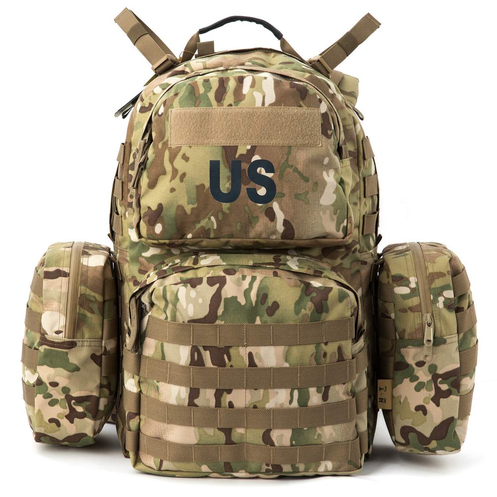 Akmax.cn MOLLE II Medium Rucksack Classic Military Tactical Backpack with Detachable Side Pouches & Upgraded Internal Frame for Enhanced Comfort (50L, Multicam)