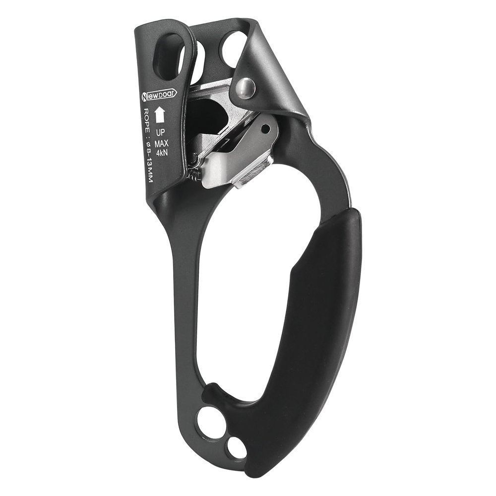 NewDoar Right Hand Ascender Rock Climbing Tree Arborist Rappelling Gear Equipment CE Certified Rope Clamp for 8~13MM Rope(Right Hand Grey)