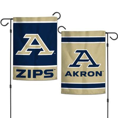 College Garden Flag Set With Stand, Printed in the USA, 12.5" x 18" College Flag With Three Piece Steel Yard Flag Stand Holder (Akron)