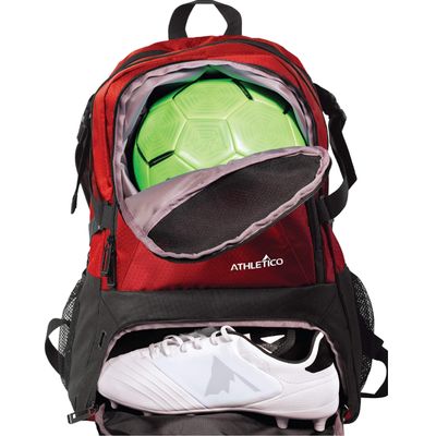 Athletico National Soccer Bag - Backpack for Soccer, Basketball & Football Includes Separate Cleat and Ball Holder (Red)