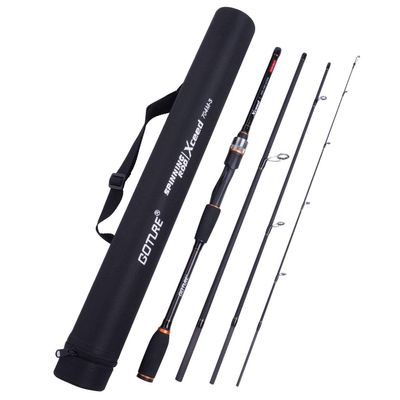 4 Piece Travel Spinning Fishing Rods Portable 4 Sections Lightweight Carbon Fiber Poles M Power MF Action 8ft