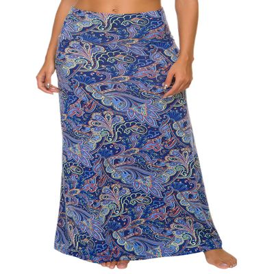 Urban CoCo Women's Stylish Spandex Comfy Fold-Over Flare Long Maxi Skirt (M, 7)