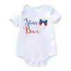 4th of July Baby Girl Outfit American Flag Romper + Ruffle Tulle Tutu Skirt + Flower Headband + Shoes Toddler 1st Birthday Unicorn Dress Independence Day Patriotic Party Clothes 4pcs Set White 6-12M view 2