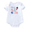 4th of July Baby Girl Outfit American Flag Romper + Ruffle Tulle Tutu Skirt + Flower Headband + Shoes Toddler 1st Birthday Unicorn Dress Independence Day Patriotic Party Clothes 4pcs Set White 6-12M view 2