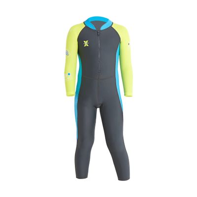 AIWUHE Kid's Full Body Swimwear Boys&Girls One Piece Swimsuit Long-Sleeve Water Sports Rash Guard UPF 50+ Sunsuit Sets Gray 7-8Y XXL