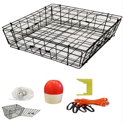 KUFA Vinyl Coated Crab Trap & Accessory kit (100' Non-Lead Sinking line,Caliper,Harness,Bait Bag & 11" Float) (S60+CES1)