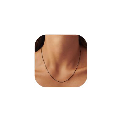 ChainsHouse Black Snake Chain Necklace for Women, Classic Delicate Birthday Party Jewelry Gift, Simple 1mm Thin Italian Necklace Chains for Females, 26 Inches