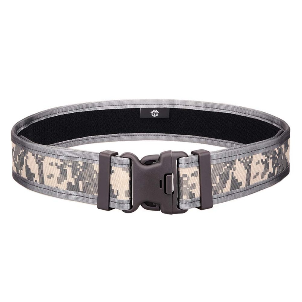 UNISTRENGH 5CM Tactical Waist Belt Army Fan Outdoor Camping CS Extended Belt Quick-Hanging Hard Belt Multi-Function Doub-Buckle Belt (ACU Camo)