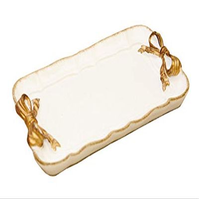 Akizuki Boeki KST18072-1 Jewelry Storage White W 8.1 x D 4.7 x H 0.8 inches (20.5 x 12 x 2 cm) French Ribbon Lecture Tray