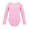 Agoky Kids Girls Team Basic Long Sleeves Gymnastics Ballet Leotard Dancewear Sports Top Outfits Unitard Costumes Pink Lace 12 view 1