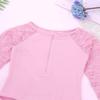 Agoky Kids Girls Team Basic Long Sleeves Gymnastics Ballet Leotard Dancewear Sports Top Outfits Unitard Costumes Pink Lace 12 view 4