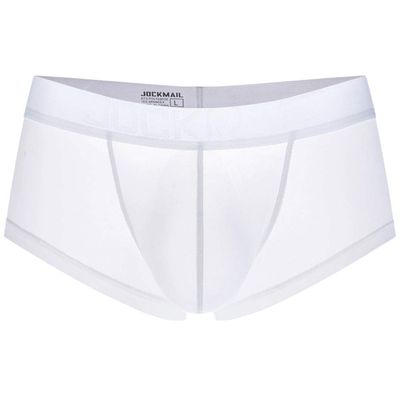 JOCKMAIL Ultra-thin Ice Sexy Underwear Men Boxers Solid Convex Mens Underpants Short Panties Gay Male Boxers (XL, White)