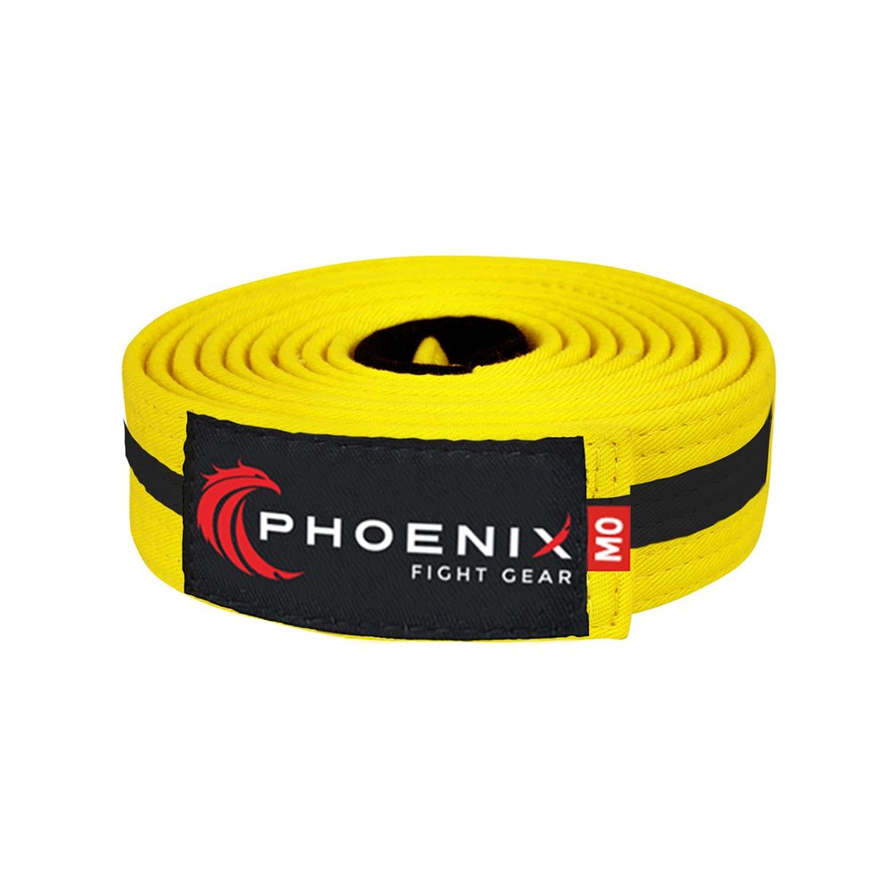 Phoenix Fight Gear BJJ Belt for Jiu Jitsu- A0, A1, A2, A3, A4, A5, White, Yellow, Orange, Purple, Blue, Green, Grey, Black (Yellow/Black, A2)