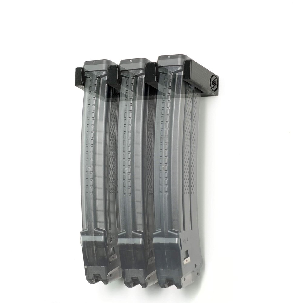Spartan Mounts for 3X MPX Magazine - Firearm Accessories, Wall Mount Display for Gun Room, Magazine and Ammo Storage and Organization, Black, 3 Mag Slots, 1 Count