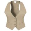 Design by Olivia Women's Dressy Casual Versatile Racerback Vest Tuxedo Suit Waistcoat Khaki M view 1