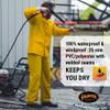 Pioneer Waterproof PVC Work Suit for Men  Repel Rain Gear Yellow Safety Jacket and Bib Pants - 3 PC Set With Detachable Hood - X-Large view 2