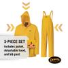 Pioneer Waterproof PVC Work Suit for Men  Repel Rain Gear Yellow Safety Jacket and Bib Pants - 3 PC Set With Detachable Hood - X-Large view 3
