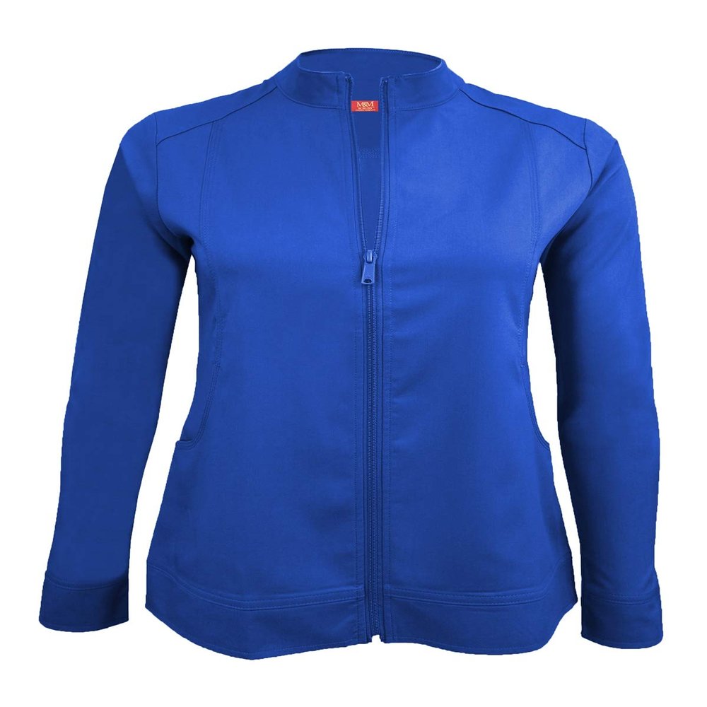 M&M Scrubs Women's Ultra Soft Front Zip Warm-Up Scrub Jacket (X-Small, True Royal Blue)