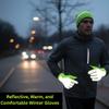 ReflecToes Reflective Winter Running Gloves - Touch Screen Compatible Warm Gloves -Thermal Fleece - Cold Weather Hi Vis Safety for Night Runs (M) view 4