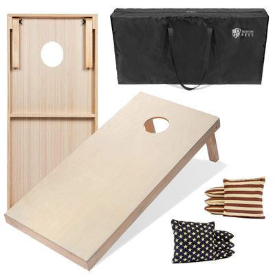 Tailgating Pros Premium Cornhole Game - Regulation or Tailgating Size Corn Hole Boards w/Corn Filled Bean Bags & Optional LED Lights