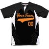 Henley 2-Button Custom Baseball Jersey Youth Large in Black & Orange view 1