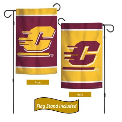 College Garden Flag Set With Stand, Printed in the USA, 12.5" x 18" College Flag With Three Piece Steel Yard Flag Stand Holder (Central Michigan)