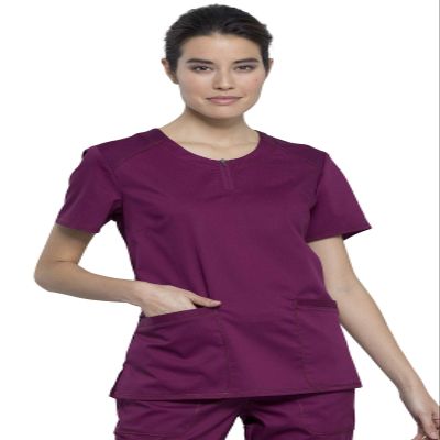 Cherokee Women Scrubs Top Workwear Revolution Round Neck WW602, M, Wine