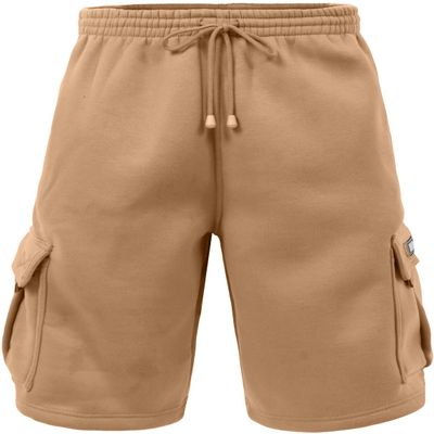 J. LOVNY Men's Comfy Fit Summer Drawstring Fleece Cargo SweatShorts M-7XL Camel
