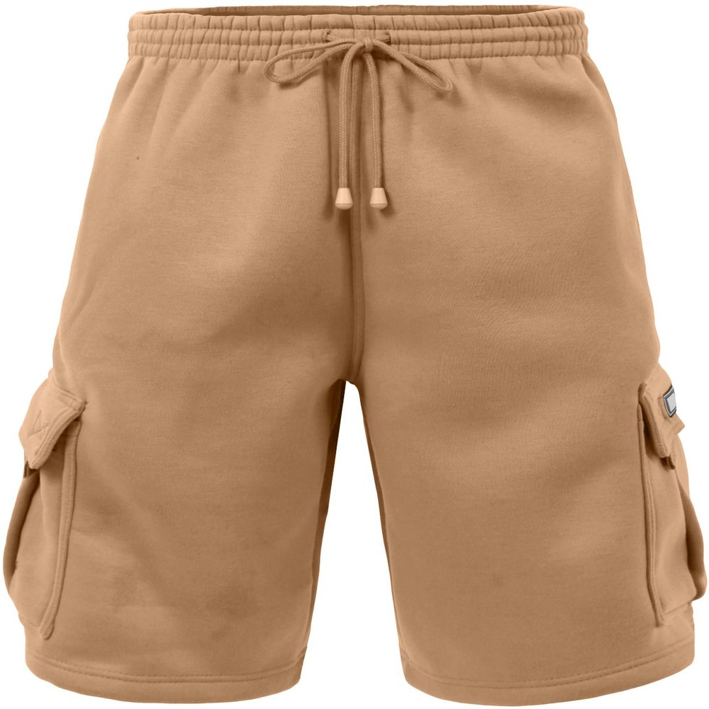 J. LOVNY Men's Comfy Fit Summer Drawstring Fleece Cargo SweatShorts M-7XL Camel
