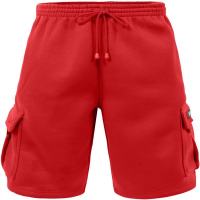 J. LOVNY Men's Comfy Fit Summer Drawstring Fleece Cargo SweatShorts M-7XL Red