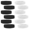 Kenz Laurenz Cotton Sports Sweatbands, Headbands Terry Cloth Moisture Wicking Athletic Basketball Headband (Pack of 12) Black/White - Fits Most view 1